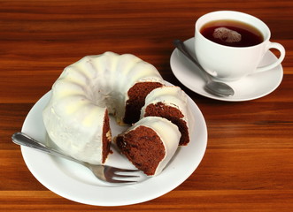 Chocolate Bundt Cake with Marzipan Sugar Glaze