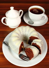 Chocolate Bundt Cake with Marzipan Sugar Glaze