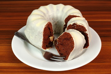 Chocolate Bundt Cake with Marzipan Sugar Glaze
