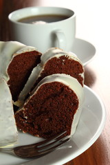 Chocolate Bundt Cake with Marzipan Sugar Glaze