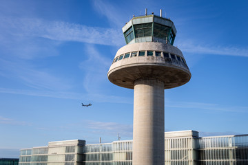 Control Tower In Barcelona El Prat - Josep Tarradellas Airport, Catalonia, Spain.