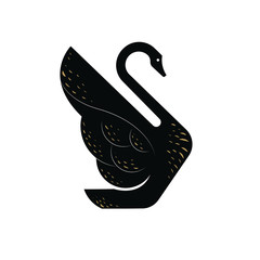 swan abstract minimal simple geometric logo design template silhouette isolated with white background