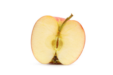 Half of apple on white.