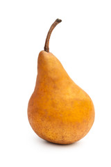 Ripe pear on a white background.