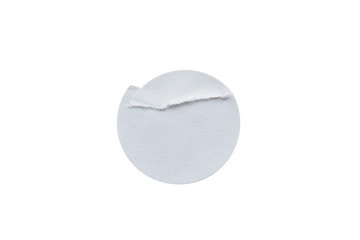 Blank white round paper sticker label isolated on white background with clipping path