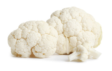 Cauliflower isolated on white background. Ripe fresh cauliflower Clipping Path. Quality macro photo