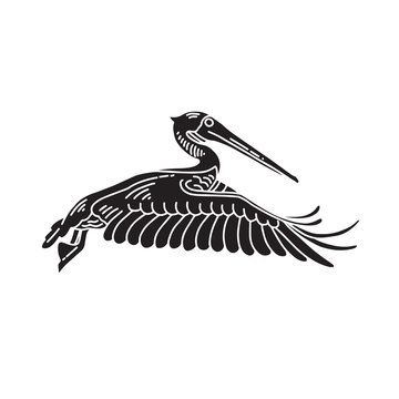 recommend clip art: Pelican abstract minimal simple geometric logo design  icon template silhouette isolated with white background