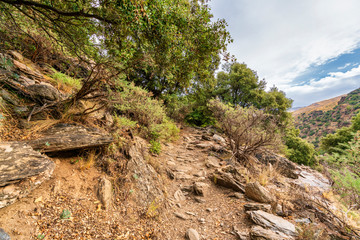 Trail to several hiking trails in Sierra Nevada.