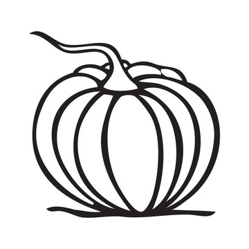 Black and white vector illustration of a pumpkin