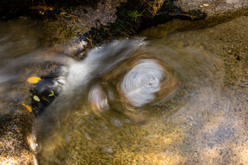 water swirl formed in a stream in the mountains of Madrid