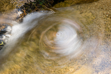 water swirl formed in a stream in the mountains of Madrid