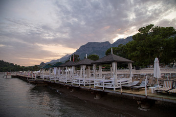 Obraz premium evening landscape of the Mediterranean coast in Kemer