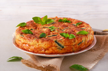 Ham, cheese and green beans quiche