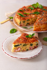 Ham, cheese and green beans quiche