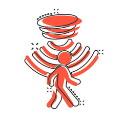 Motion sensor icon in comic style. Waves with man vector cartoon illustration pictogram. People security connection business concept splash effect.