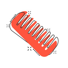 Hair brush icon in comic style. Comb accessory vector cartoon illustration pictogram splash effect.