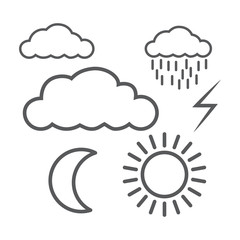 weather icons for cloud,moon,sun,rain,thunder,vector illustrations