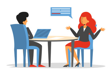 Woman on a job interview vector isolated. Business people