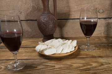 mozzarella cheese with wine and - 297059036