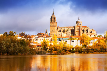 Fototapeta na wymiar Salamanca Cathedral in autumn