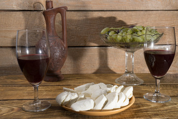 mozzarella cheese with wine and - 297059058