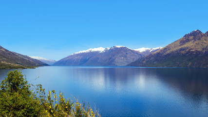 Picturesque Lake Wakatipu near Queenstown in spring, New Zealand
