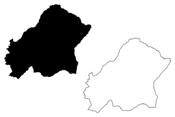 Fototapeta premium Plateaux Department (Departments of the Republic of the Congo, Congo-Brazzaville, Congo Republic,RotC) map vector illustration, scribble sketch Plateaux map