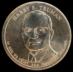 1 dollar coin. 33rd President of the United States of America