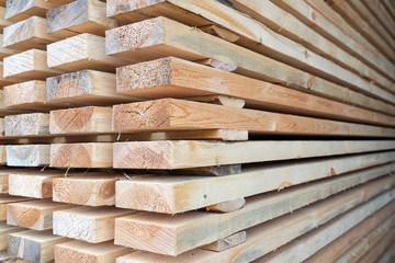 Stack of lumber ready for loading