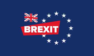 Brexit poster. UK leaving EU. Crisis in relations between the United Kingdom and the European Union. Vote for new deal. Brexit without deal. Great Britain and Europe flags. Vector illustration 