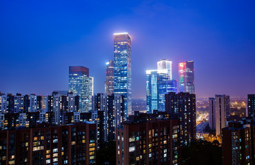 Fototapeta na wymiar The night view of the city landscape in Beijing