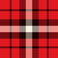 Tartan Seamless Pattern in Red, White and Black.