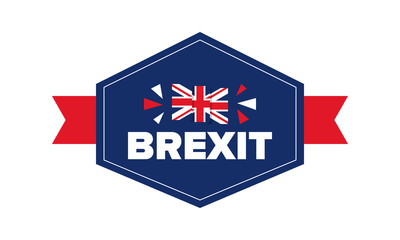 Brexit poster. UK leaving EU. Crisis in relations between the United Kingdom and the European Union. Vote for new deal. Brexit without deal. Great Britain and Europe flags. Vector illustration 