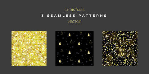 Fototapeta na wymiar Set of three Christmas seamless textures