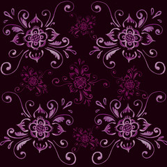 Arabic floral pattern. Flowers abstract pattern. Ceramic tile design.Hand-drawn watercolor, pink pattern of blossom. Pattern of branches and floret. Design for arabic, islamic and turkish designs