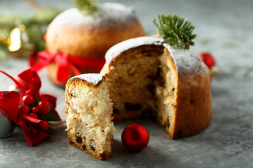 Fototapeta na wymiar Homemade festive panettone bread