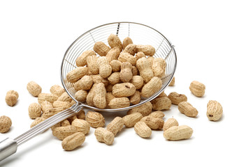 Peanuts on a white background