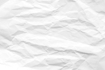 White crumpled paper texture background.