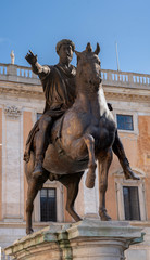Fototapeta na wymiar Ancient Roman Equestrian Statue of Marcus Aurelius on the Capitoline Hill, Rome, Italy.
