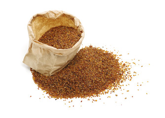 black bitter buckwheat tea on white background