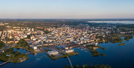 Fototapeta premium Aerial view of the Oulu city in Finland