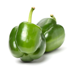 fresh green bell pepper (capsicum) on a white background