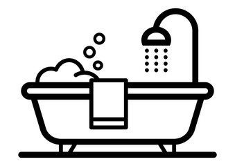 Fototapeta gz546 GrafikZeichnung - german - Piktogramm, Badezimmerinterieur / freistehende Badewanne: english - pictogram, bathroom interior / freestanding bathtub icon - simple template - DIN A4 - g8651 obraz