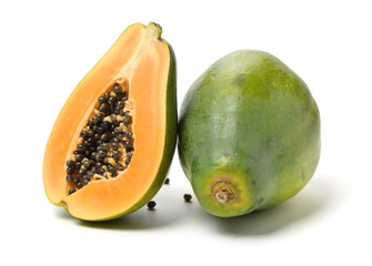 Papaya fruit isolated on a white background
