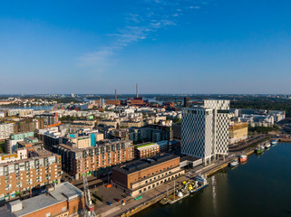 Aerial view of Jatkasaari, a modern urban district in Helsinki