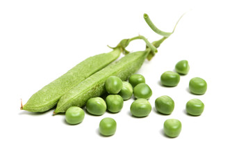 Fresh peas isolated on white background 