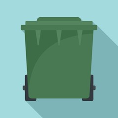 Plastic garbage bin icon. Flat illustration of plastic garbage bin vector icon for web design