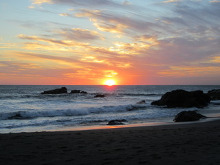 sonnenuntergang, strand, las penitas, nicaragua, Meer, welle, Ozean, Pazifik