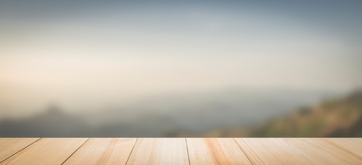 wooden board texture and defocused blur background