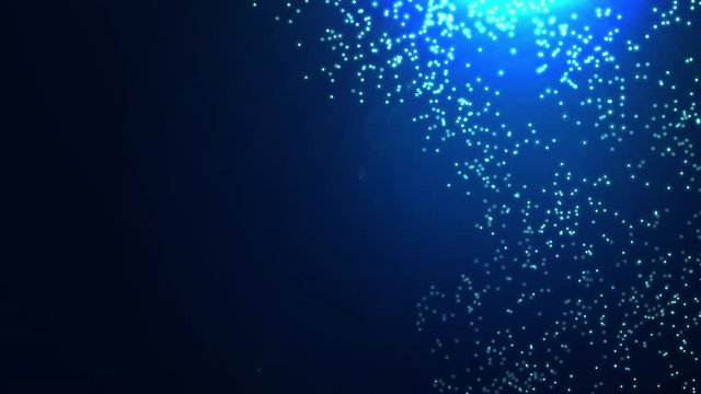 Copy space with abstract background motion transformation of dots flow swirls wave with flickering light of future innovation technology digital business decentralize communication connection concept